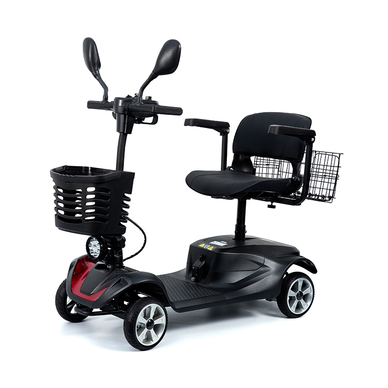 YL-07 4-hjulet rejse-foldbar elektrisk drevet mobilitetsscooter med kurv