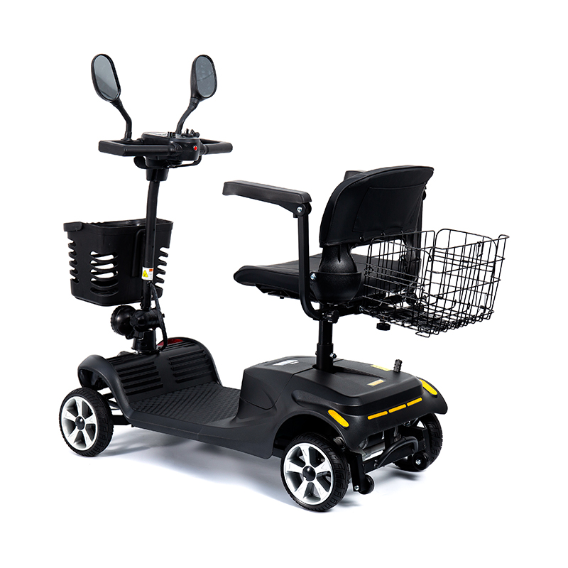 YL-07 4-hjulet rejse-foldbar elektrisk drevet mobilitetsscooter med kurv