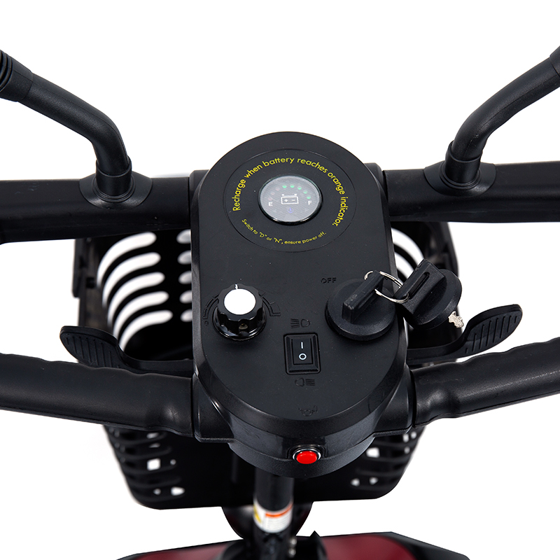 YL-07 4-hjulet rejse-foldbar elektrisk drevet mobilitetsscooter med kurv