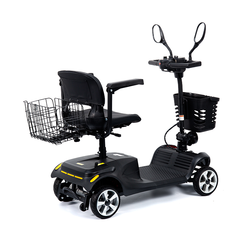 YL-07 4-hjulet rejse-foldbar elektrisk drevet mobilitetsscooter med kurv