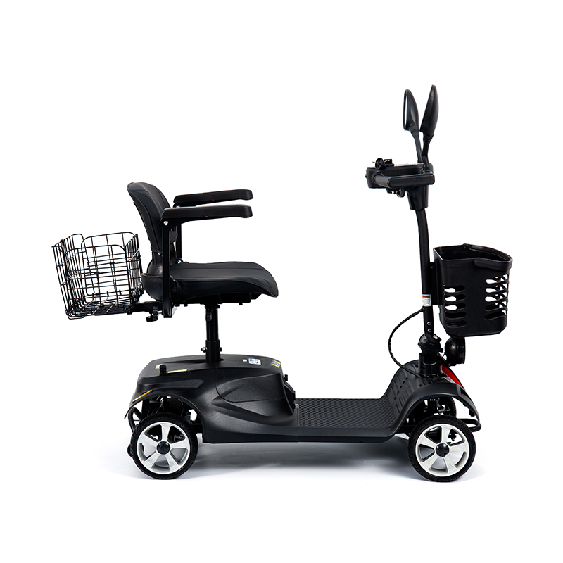 YL-07 4-hjulet rejse-foldbar elektrisk drevet mobilitetsscooter med kurv