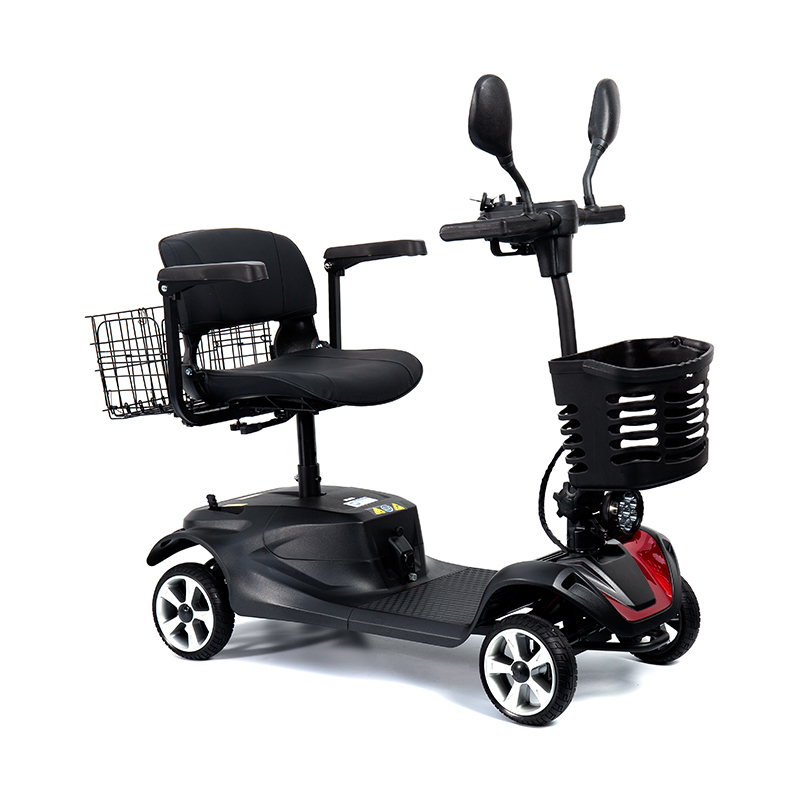 YL-07 4-hjulet rejse-foldbar elektrisk drevet mobilitetsscooter med kurv
