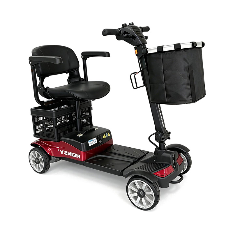 senior using a medicare approved mobility scooter indoors
